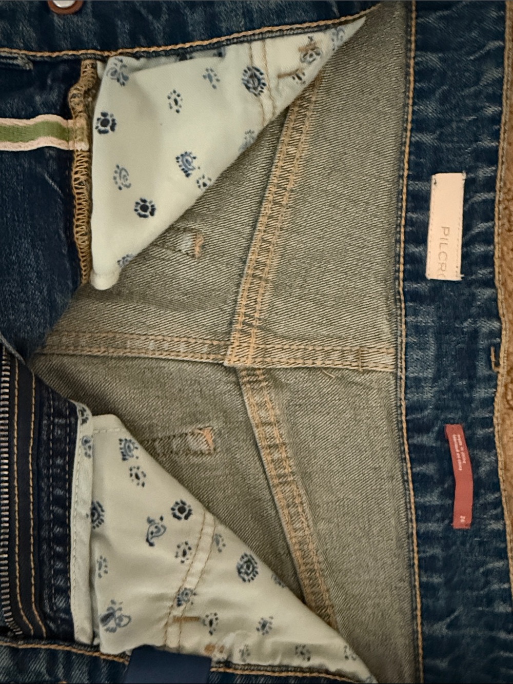 Pilcro Patchwork Blue Denim Jeans - Picture 3 of 5